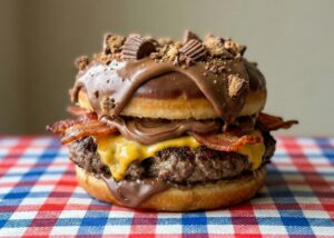 Reeses Pieces Donut Burger